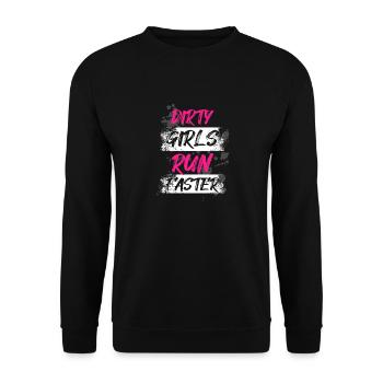 Dirty girls run faster Schlammlauf Mud Muddy Race - Unisex Sweatshirt - black - Front - Alina (178cm) & Michal (187cm)