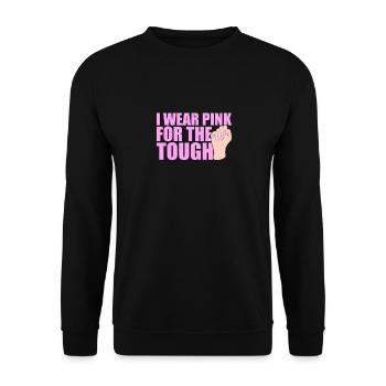 I Wear Pink For The Tough Pink Ribbon Breast Cancer - Unisex Sweatshirt - black - Front - Alina (178cm) & Michal (187cm)