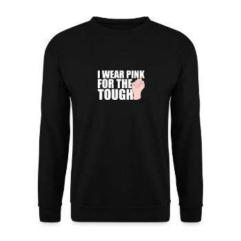 I Wear Pink For The Tough Pink Ribbon Breast Cancer - Unisex Sweatshirt - black - Front - Alina (178cm) & Michal (187cm)