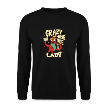 Morsecode Crazy Morse Code Lady - Unisex Sweatshirt - black - Front - Alina (178cm) & Michal (187cm)