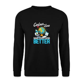 Systèmes d’Information Géographique Lignes de Contur - Sweat-shirt Unisexe - noir - Devant - Alina (178cm) & Michal (187cm)
