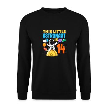This little astronaut will be 14 years old - Unisex Sweatshirt - black - Front - Alina (178cm) & Michal (187cm)