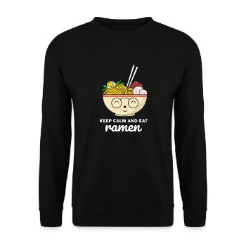 Keep Calm and Eat Ramen - Unisex Pullover - Schwarz - Vorne - Alina (178cm) & Michal (187cm)