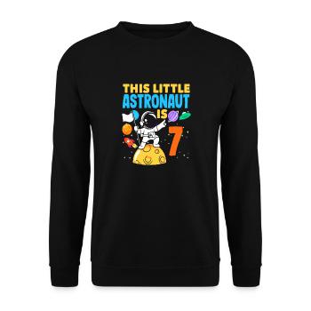 Un petit astronaute fête ses sept ans - Sweat-shirt Unisexe - noir - Devant - Alina (178cm) & Michal (187cm)