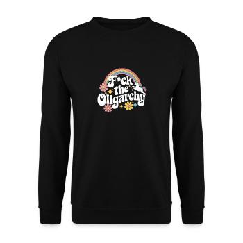 Anti Billionaires Smash the Oligarchy Funny - Unisex Pullover - Schwarz - Vorne - Alina (178cm) & Michal (187cm)