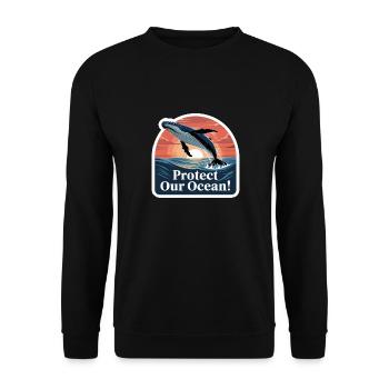 WHALES, PROTECT OUR OCEAN - Unisex Sweatshirt - black - Front - Alina (178cm) & Michal (187cm)