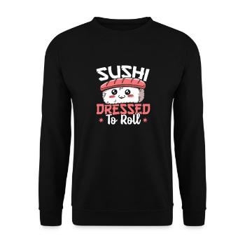 Sushi Riz À La Recherche De Poisson Sushi - Sweat-shirt Unisexe - noir - Devant - Alina (178cm) & Michal (187cm)
