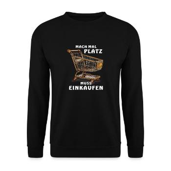 PANIER D’ACHAT FAIRE DE LA PLACE DOIT FAIRE SES ACHATS - Sweat-shirt Unisexe - noir - Devant - Alina (178cm) & Michal (187cm)