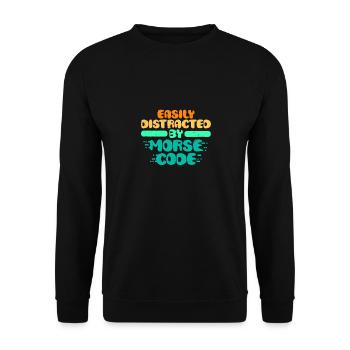 Morsecode Easily Distracted By Morse Code - Unisex Sweatshirt - black - Front - Alina (178cm) & Michal (187cm)