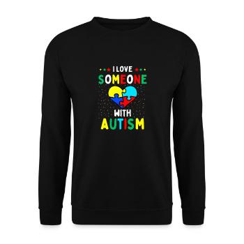 I Love Someone with Autism - Unisex Sweatshirt - black - Front - Alina (178cm) & Michal (187cm)