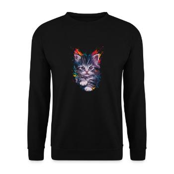 Colorful Cat Artwork Vivid and Unique - Unisex Sweatshirt - black - Front - Alina (178cm) & Michal (187cm)
