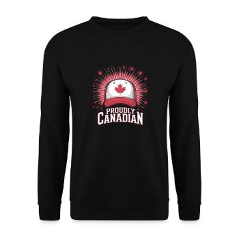 Proudly Canadian Mit Ahornblatt - Unisex Pullover - Schwarz - Vorne - Alina (178cm) & Michal (187cm)