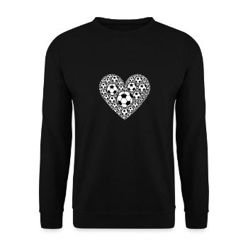 Fußball Herz Design Fußball Liebe - Unisex Pullover - Schwarz - Vorne - Alina (178cm) & Michal (187cm)