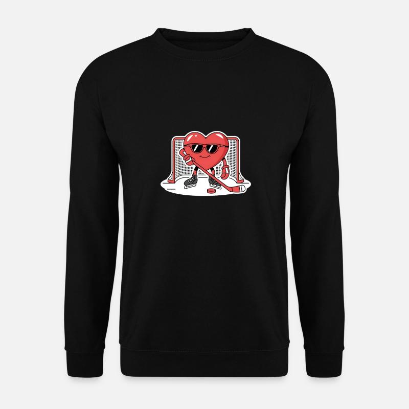Eishockey Herz Design Eishockeytorwart - Unisex Pullover - Schwarz