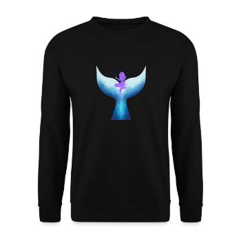 Meerjungfrau mit Wal Mermaid with Whale - Unisex Sweatshirt - black - Front - Alina (178cm) & Michal (187cm)