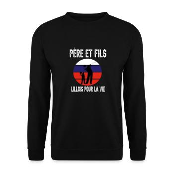 père et fils papa dab lille supporter lillois - Sweat-shirt Unisexe - noir - Devant - Alina (178cm) & Michal (187cm)