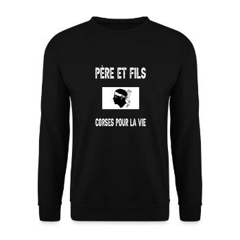 père et fils papa corse corsica tete de maure - Sweat-shirt Unisexe - noir - Devant - Alina (178cm) & Michal (187cm)