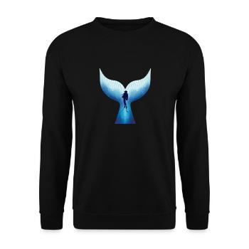 Wal und Taucher Whale and Diver - Unisex Sweatshirt - black - Front - Alina (178cm) & Michal (187cm)