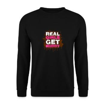 Get muddy Schlammlauf Mud Run Muddy Race - Unisex Pullover - Schwarz - Vorne - Alina (178cm) & Michal (187cm)
