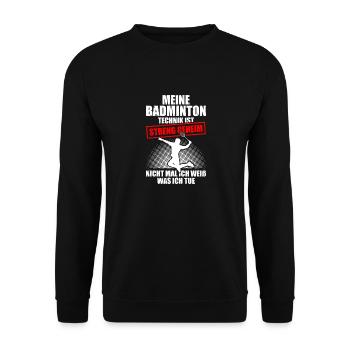 Ma technique de badminton Joueur de badminton - Sweat-shirt Unisexe - noir - Devant - Alina (178cm) & Michal (187cm)