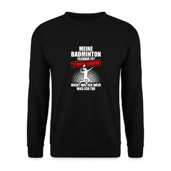 Ma technique de badminton Joueur de badminton - Sweat-shirt Unisexe - noir - Devant - Alina (178cm) & Michal (187cm)