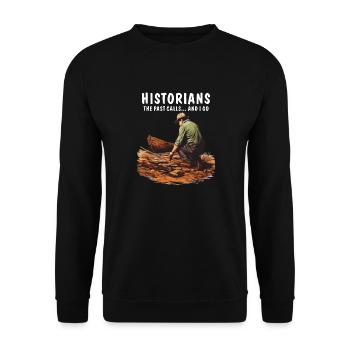 HISTORIANS THE PAST CALLS... AND I GO - Unisex Pullover - Schwarz - Vorne - Alina (178cm) & Michal (187cm)