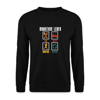 Läufer MARATHON LEBEN Laufen Lustiges - Unisex Pullover - Schwarz - Vorne - Alina (178cm) & Michal (187cm)