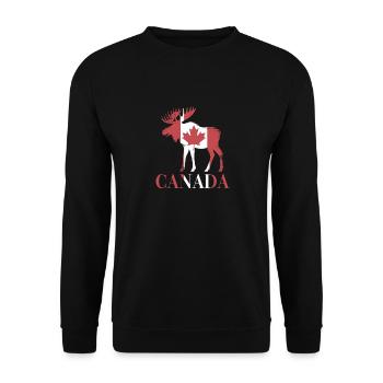 Kanadischer Elch Mit Ahornblatt Flagge Kanada - Unisex Pullover - Schwarz - Vorne - Alina (178cm) & Michal (187cm)