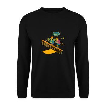 Witziges Doppel Tennis Motiv Geschenk Kollege Team - Unisex Pullover - Schwarz - Vorne - Alina (178cm) & Michal (187cm)