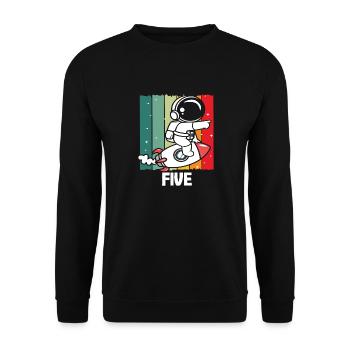 Astronaut Adventure Fifth Birthday - Unisex Sweatshirt - black - Front - Alina (178cm) & Michal (187cm)
