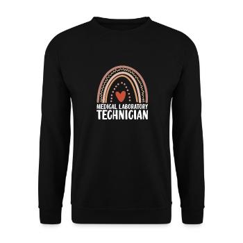 Medizinischer Laborant Boho Regenbogen Lustig - Unisex Pullover - Schwarz - Vorne - Alina (178cm) & Michal (187cm)