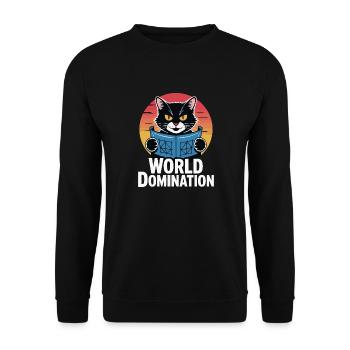World domination – cat with big plans - Unisex Sweatshirt - black - Front - Alina (178cm) & Michal (187cm)