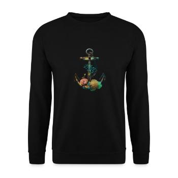 Maritime anchor with corals and fish - Unisex Sweatshirt - black - Front - Alina (178cm) & Michal (187cm)