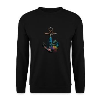Conception d’ancre maritime avec des créatures marines et - Sweat-shirt Unisexe - noir - Devant - Alina (178cm) & Michal (187cm)
