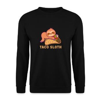 Taco Sloth Funny Food Illustration - Unisex Pullover - Schwarz - Vorne - Alina (178cm) & Michal (187cm)