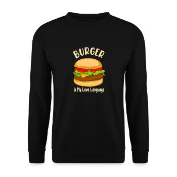 Burger is My Love Language - Food Design - Unisex Sweatshirt - black - Front - Alina (178cm) & Michal (187cm)
