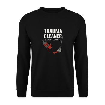 Forensic Cleaner Dark Humor Tatort Biohazard - Unisex Pullover - Schwarz - Vorne - Alina (178cm) & Michal (187cm)
