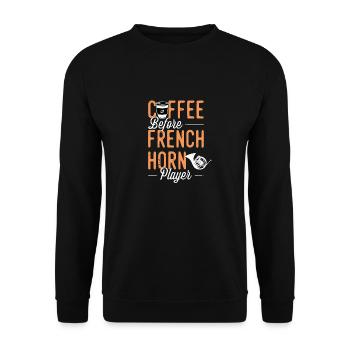 French Horn Coffee Musical Instrument Coffee Lover - Unisex Sweatshirt - black - Front - Alina (178cm) & Michal (187cm)