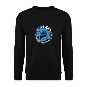Cor français Ma passion Mon mélomane de cor français - Sweat-shirt Unisexe - noir - Devant - Alina (178cm) & Michal (187cm)