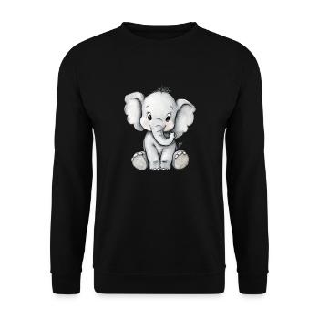 kleiner süßer Elefant - Unisex Pullover - Schwarz - Vorne - Alina (178cm) & Michal (187cm)