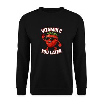Erdbeere Vitamin C Obst Lustig - Unisex Pullover - Schwarz - Vorne - Alina (178cm) & Michal (187cm)