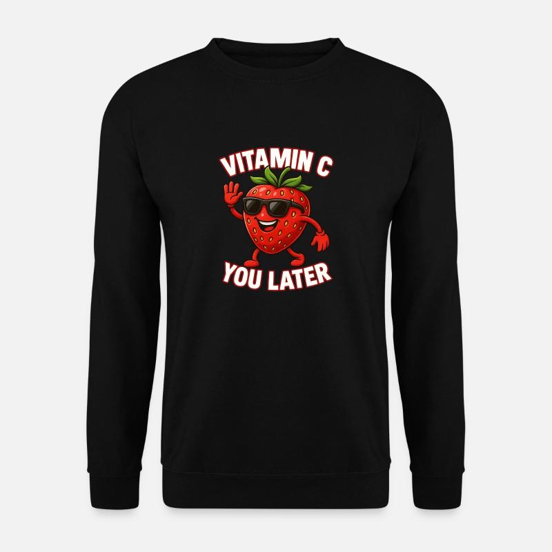 Fraise Vitamine C Fruit Drôle - Sweat-shirt Unisexe - noir