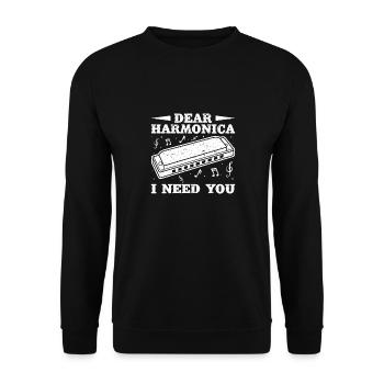 Harmonica Musican I Need You Harmonica - Unisex Pullover - Schwarz - Vorne - Alina (178cm) & Michal (187cm)
