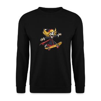 SENSENMANN FRAU SKATEBOARD - Unisex Pullover - Schwarz - Vorne - Alina (178cm) & Michal (187cm)