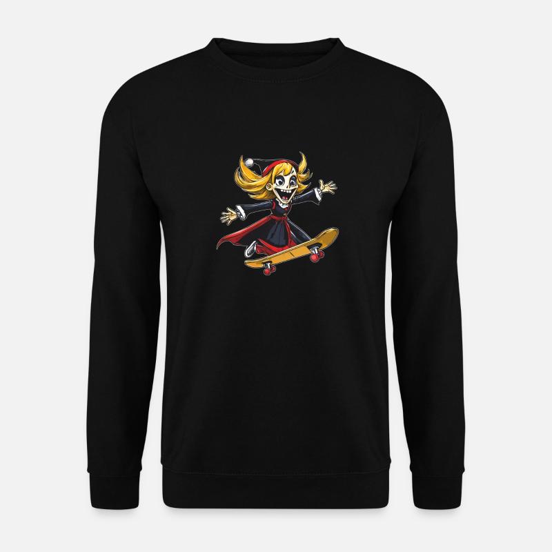 SENSENMANN FRAU SKATEBOARD - Unisex Pullover - Schwarz