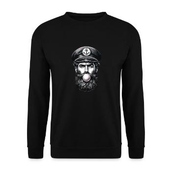 Nordsee Kaugummiblase Kapitän Seemann - Unisex Pullover - Schwarz - Vorne - Alina (178cm) & Michal (187cm)