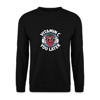Vitamin C Fruit Funny Strawberry - Unisex Sweatshirt - black - Front - Alina (178cm) & Michal (187cm)