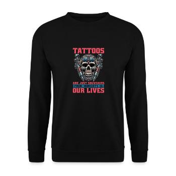 Tattoo Artist Tattoos Are Just Souvenirs Tattooer - Unisex Pullover - Schwarz - Vorne - Alina (178cm) & Michal (187cm)