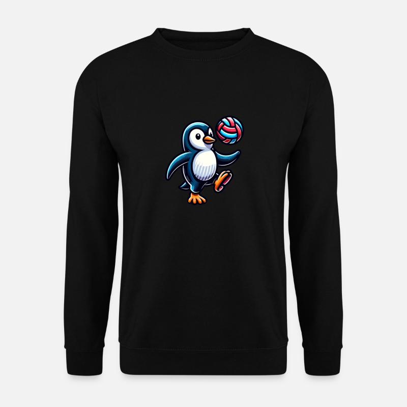 Penguin having fun with volleyball - Unisex Sweatshirt - black