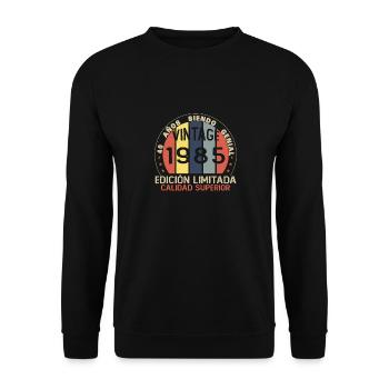 40 Jahre Geburtstagsgeschenk aus dem Jahr 1985 - Unisex Pullover - Schwarz - Vorne - Alina (178cm) & Michal (187cm)